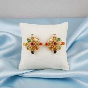 Ekta Navratan Gold Earrings