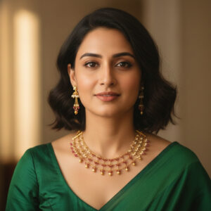 Chiselled Elegance Gold Necklace Set