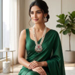 Pearl Strand Long Necklace Set With CZ Pendant