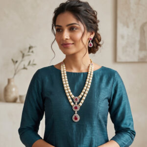 Royal Pearl Double Strand Pendant Set