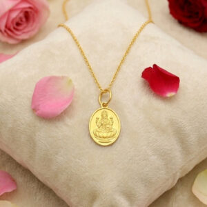 3.5 Grams Silver Laxmi Oval Pendant With Chain
