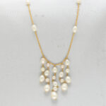 Gold Elegant Pearl Drop Cascade Necklace