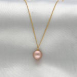 Gold Minimalist Blush Pink Pearl Pendant Necklace