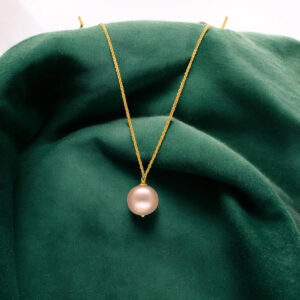 Gold Minimalist Blush Pink Pearl Pendant Necklace