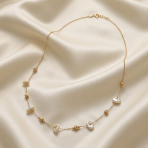 Gold Elegant Baroque Pearl Accent Necklace