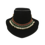 Gold Fringe Pearl, Ruby & Emerald Choker Necklace