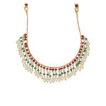 Gold Fringe Pearl, Ruby & Emerald Choker Necklace